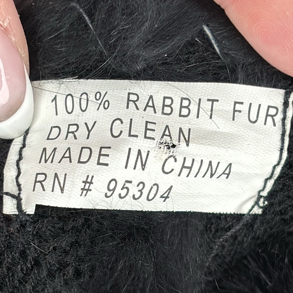 Genuine Rabbit Fur Poncho in Black - Picture 4 of 4